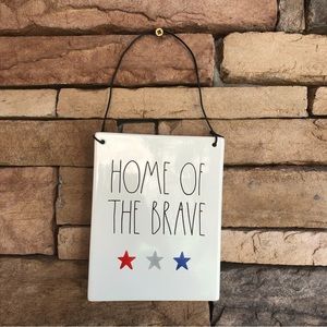 Rae Dunn | Accents | Rae Dunn White Home Of The Brave Hanging Sign New ...